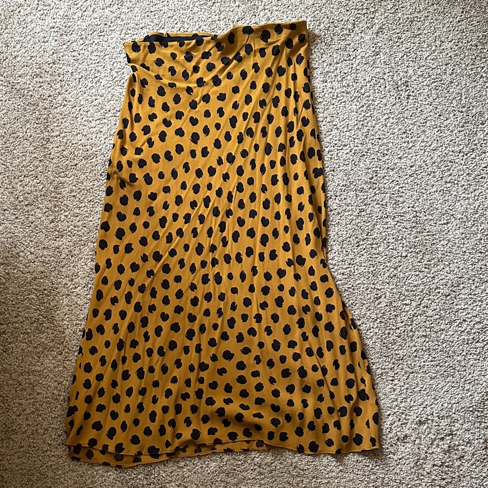 Madewell Mustard and Black Polka Dot A-Line Skirt